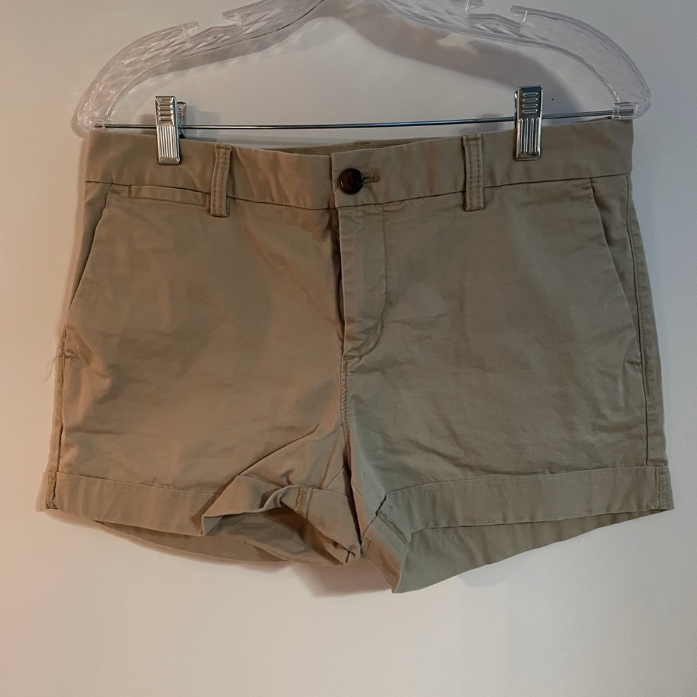 Khaki shorts. Worn but not a lot.